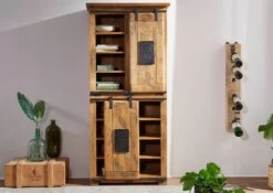 Armoire 80x45 Manguier Laqué Bois Naturel RAILWAY #117 -Massivmoebel24 09 330 772 0017 03