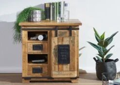 Buffet 70x45 Manguier Laqué Bois Naturel RAILWAY #123 -Massivmoebel24 09 330 772 0023 03