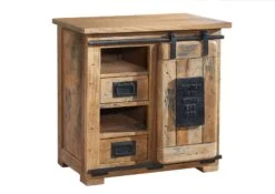 Buffet 70x45 Manguier Laqué Bois Naturel RAILWAY #123 -Massivmoebel24 09 330 772 0023 9