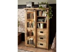 Vitrine 100x45 Manguier Laqué Bois Naturel RAILWAY #126