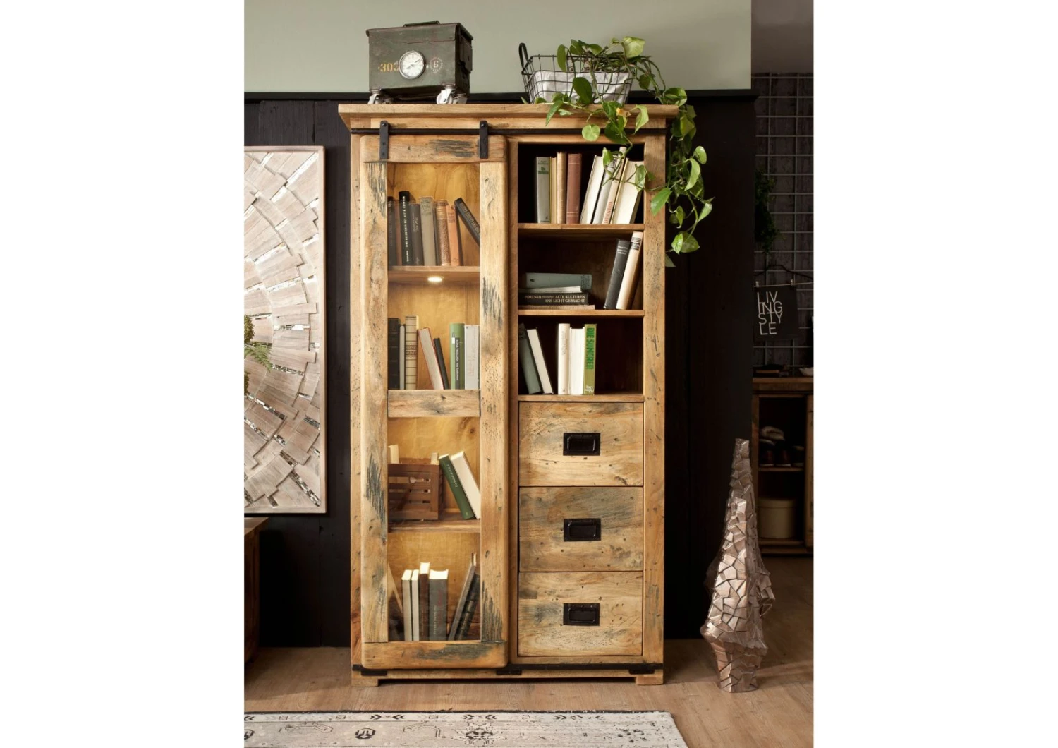 Vitrine 100x45 Manguier Laqué Bois Naturel RAILWAY #126 2 Vitrine 100x45 Manguier Laqué Bois Naturel RAILWAY #126 – Image 2