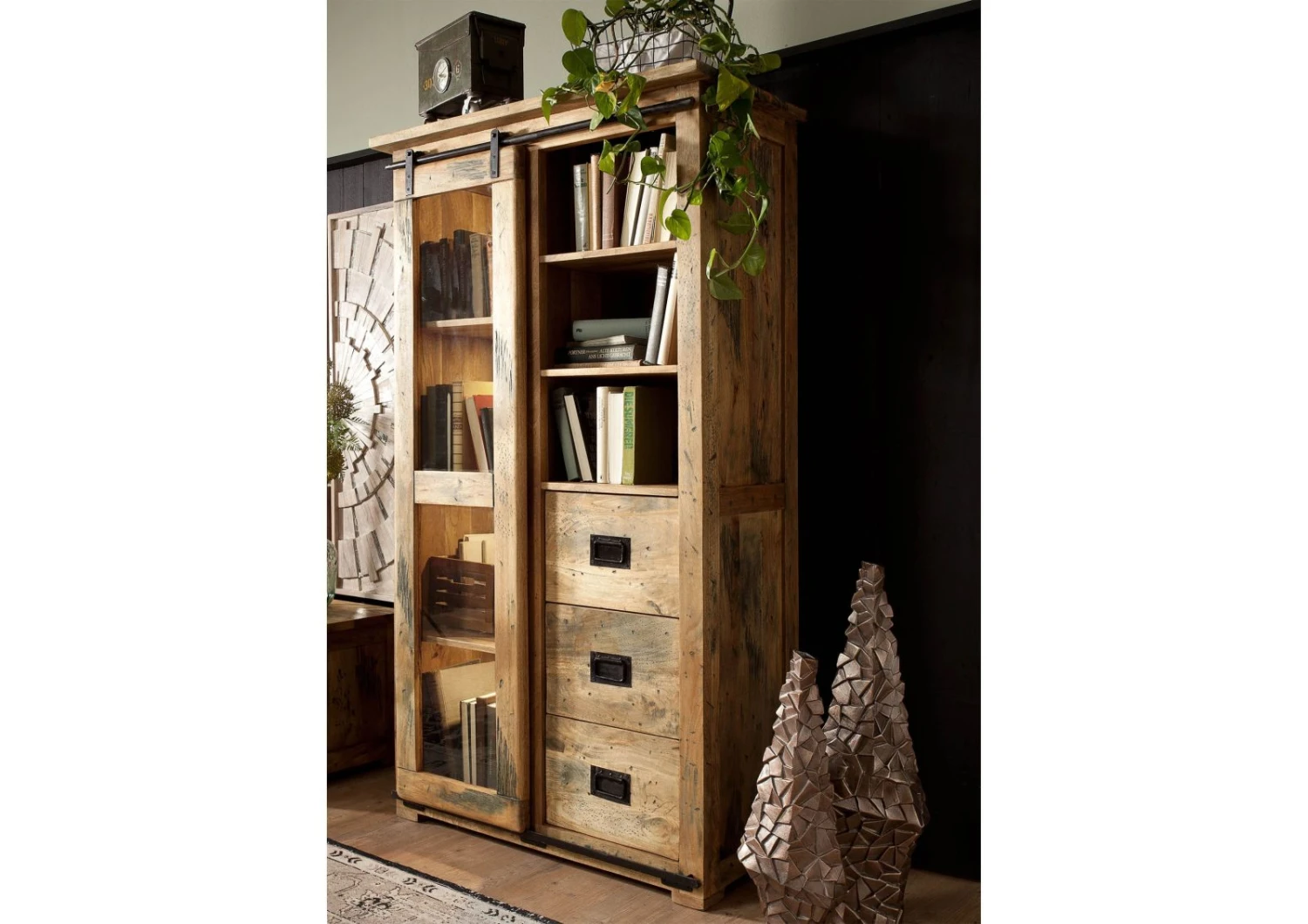 Vitrine 100x45 Manguier Laqué Bois Naturel RAILWAY #126 3 Vitrine 100x45 Manguier Laqué Bois Naturel RAILWAY #126 – Image 3