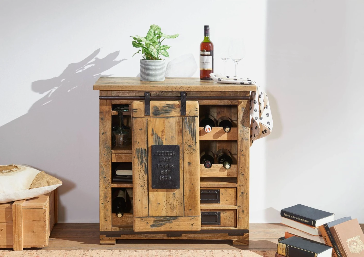 Meuble à Vin 80x40 Manguier Laqué Bois Naturel RAILWAY #140 2 Meuble à Vin 80x40 Manguier Laqué Bois Naturel RAILWAY #140 – Image 2