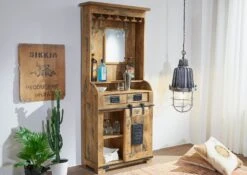 Meuble Bar 75x35 Manguier Laqué Bois Naturel RAILWAY #141