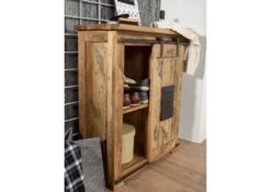 Buffet 75x36 Manguier Laqué Bois Naturel RAILWAY #153 -Massivmoebel24 09 330 772 0053 03