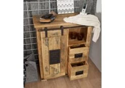 Buffet 75x36 Manguier Laqué Bois Naturel RAILWAY #153 -Massivmoebel24 09 330 772 0053 04