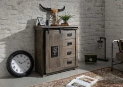 Commode 90x45 Manguier Laqué Gris RAILWAY #203