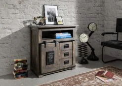 Commode 80x45 Manguier Laqué Gris RAILWAY #210