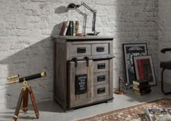 Commode 70x45 Manguier Laqué Gris RAILWAY #211