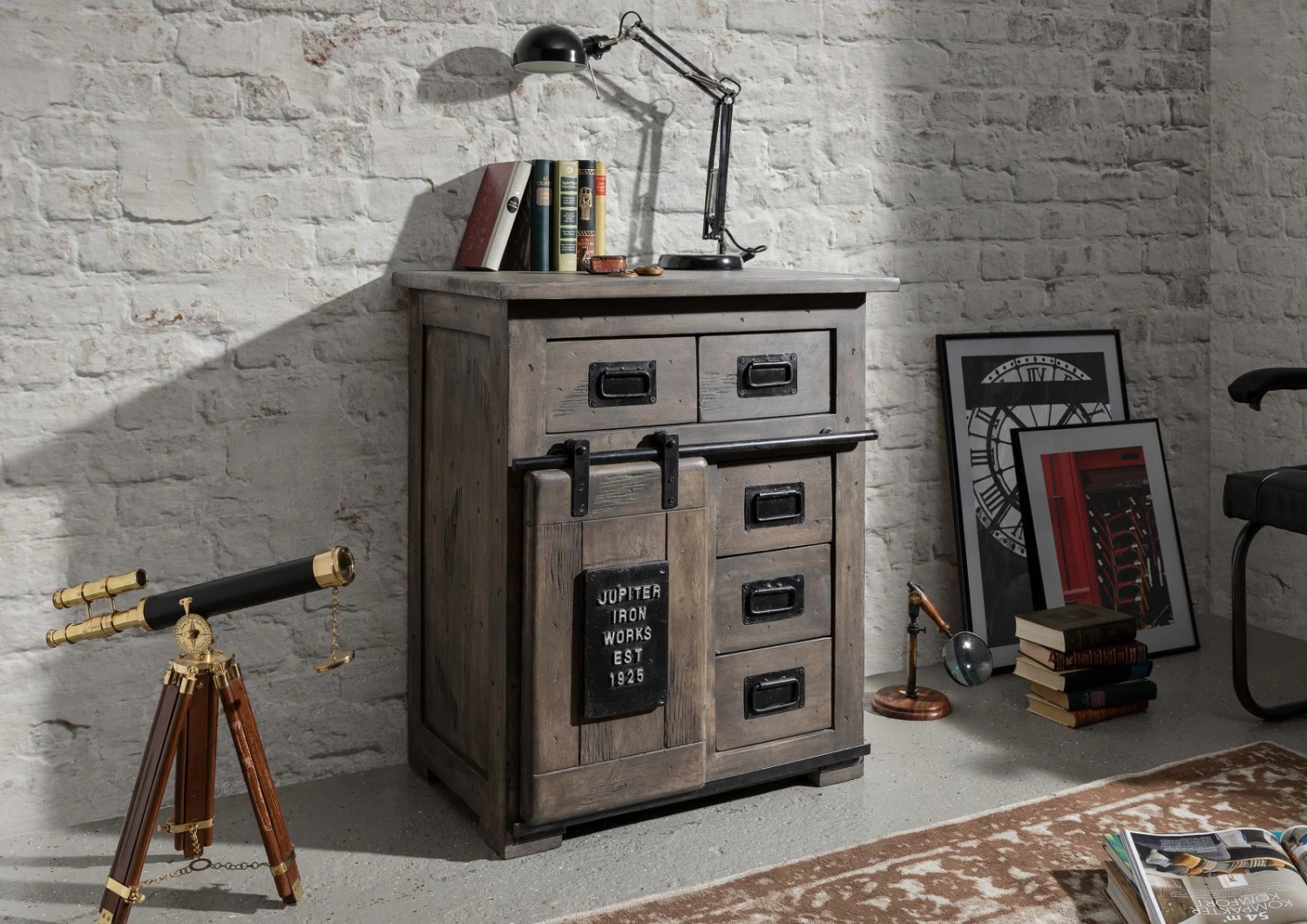 Commode 70x45 Manguier Laqué Gris RAILWAY #211 1 Commode 70x45 Manguier Laqué Gris RAILWAY #211