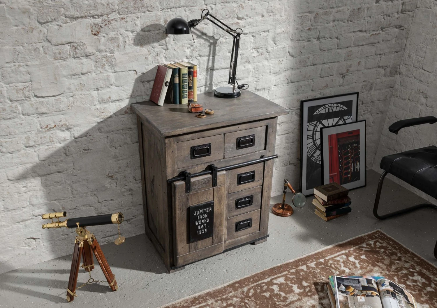 Commode 70x45 Manguier Laqué Gris RAILWAY #211 2 Commode 70x45 Manguier Laqué Gris RAILWAY #211 – Image 2