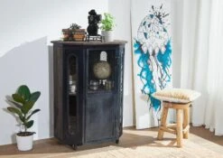 Vitrine 76x60 Manguier Laqué Gris RAILWAY #230