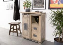 Commode 75x36 Manguier Laqué Blanchi RAILWAY #353