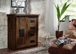 Commode En Bois De Manguier Huilé RAILWAY #403