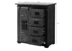 Commode 90x45 Manguier Laqué Gris RAILWAY #203 14 Commode 90x45 Manguier Laqué Gris RAILWAY #203 -Massivmoebel24 09 330 772 3004 08 1