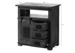 Commode 80x45 Manguier Laqué Gris RAILWAY #210 -Massivmoebel24 09 330 772 3010 08