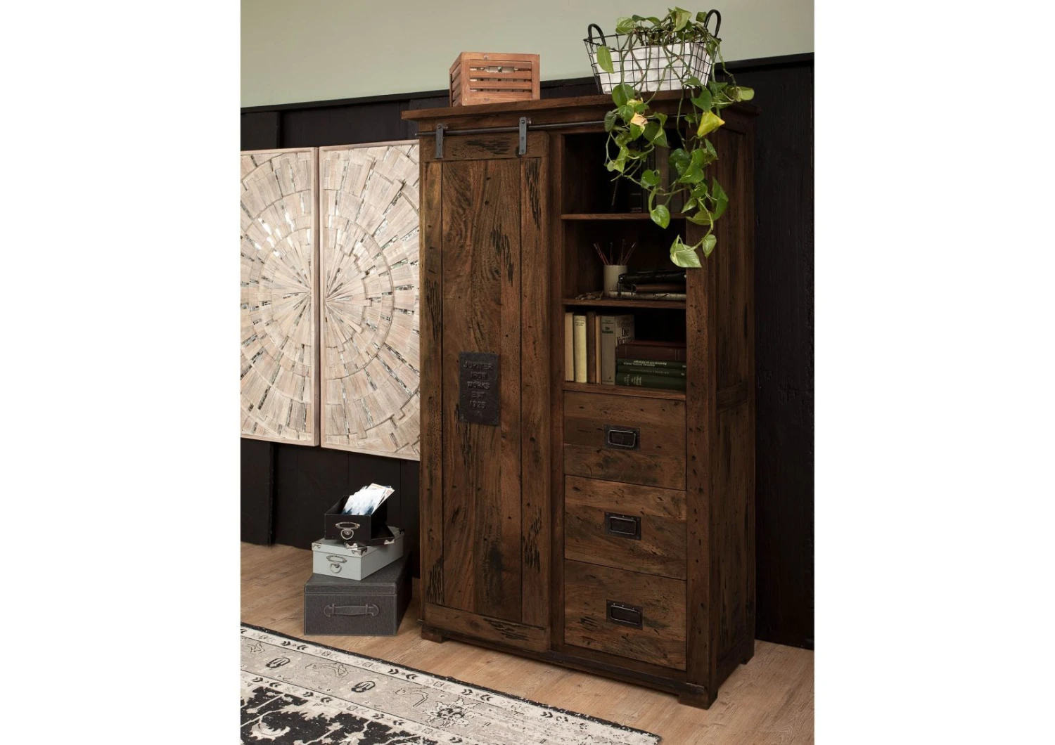 Armoire En Bois De Manguier Huilé RAILWAY #414 4 Armoire En Bois De Manguier Huilé RAILWAY #414 – Image 4