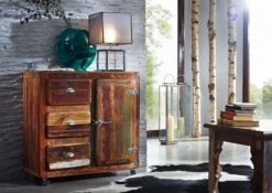 Buffet 100x40 Bois De Récupération Laqué Multicolore FREEZY #08