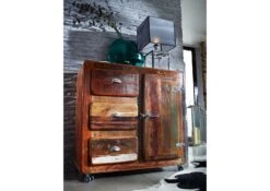 Buffet 100x40 Bois De Récupération Laqué Multicolore FREEZY #08 -Massivmoebel24 09 330 803 1014 4