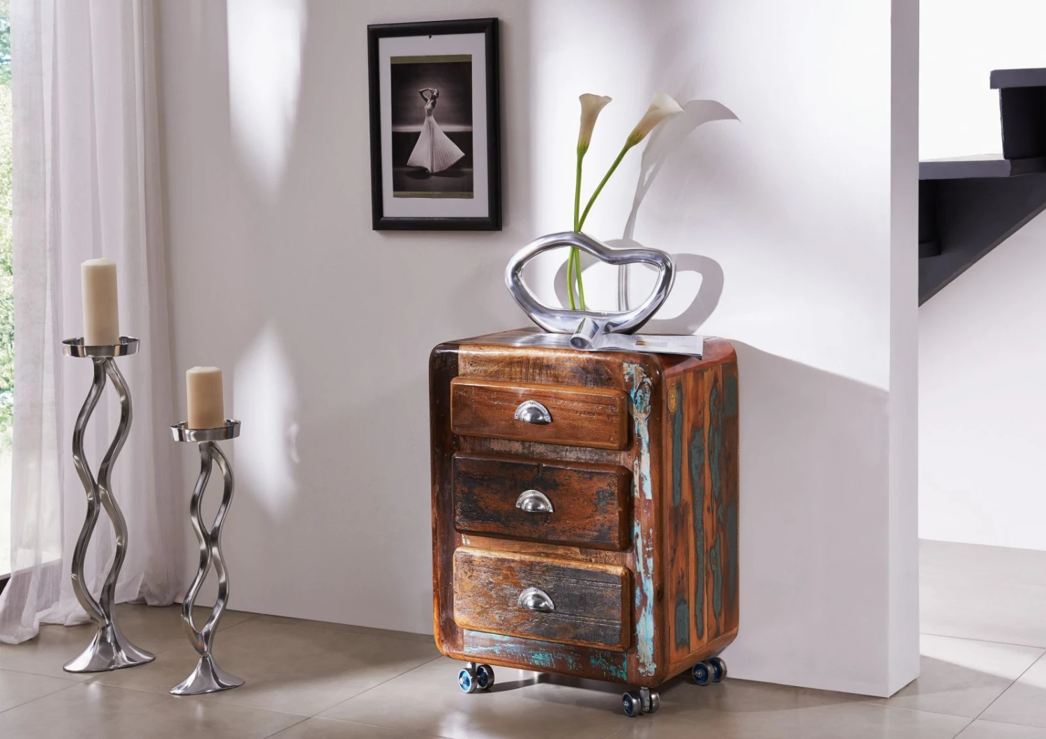 Meuble D'appoint 55x38 Bois De Récupération Laqué Multicolore FREEZY #35 1 Meuble D'appoint 55x38 Bois De Récupération Laqué Multicolore FREEZY #35