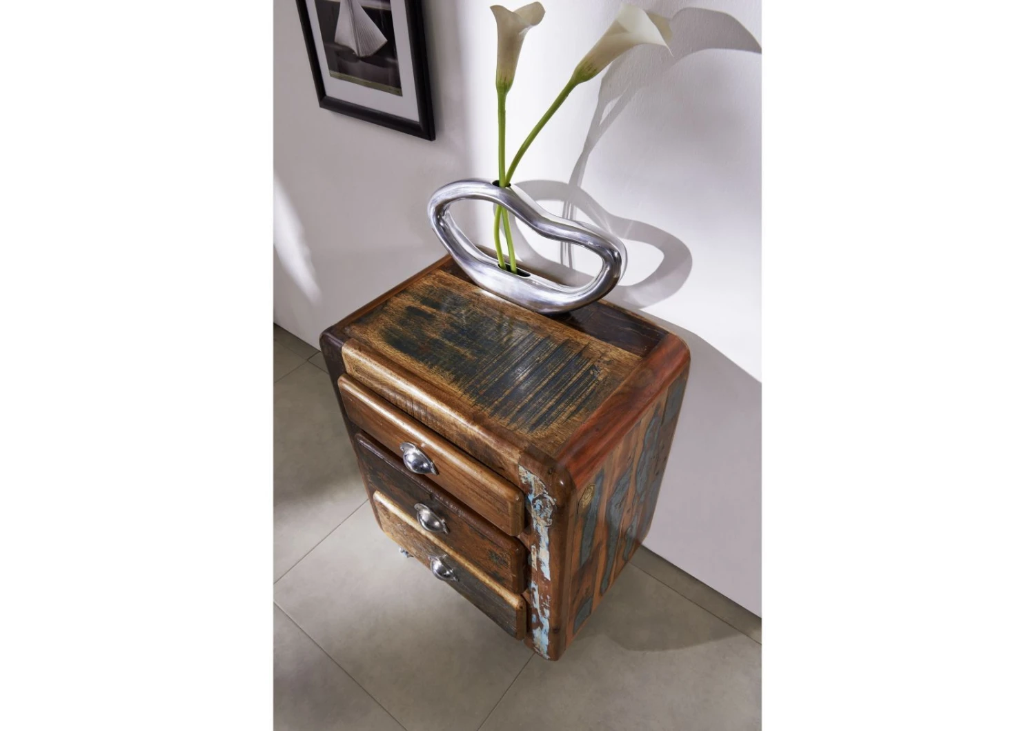 Meuble D'appoint 55x38 Bois De Récupération Laqué Multicolore FREEZY #35 3 Meuble D'appoint 55x38 Bois De Récupération Laqué Multicolore FREEZY #35 – Image 3