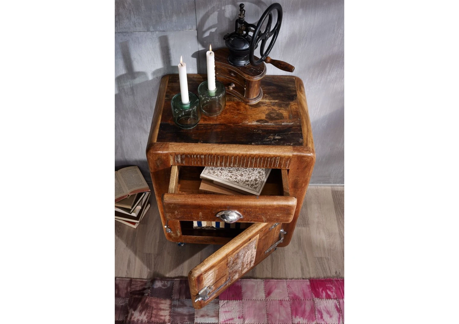 Meuble D'appoint 55x38 Bois De Récupération Laqué Multicolore FREEZY #43 2 Meuble D'appoint 55x38 Bois De Récupération Laqué Multicolore FREEZY #43 – Image 2