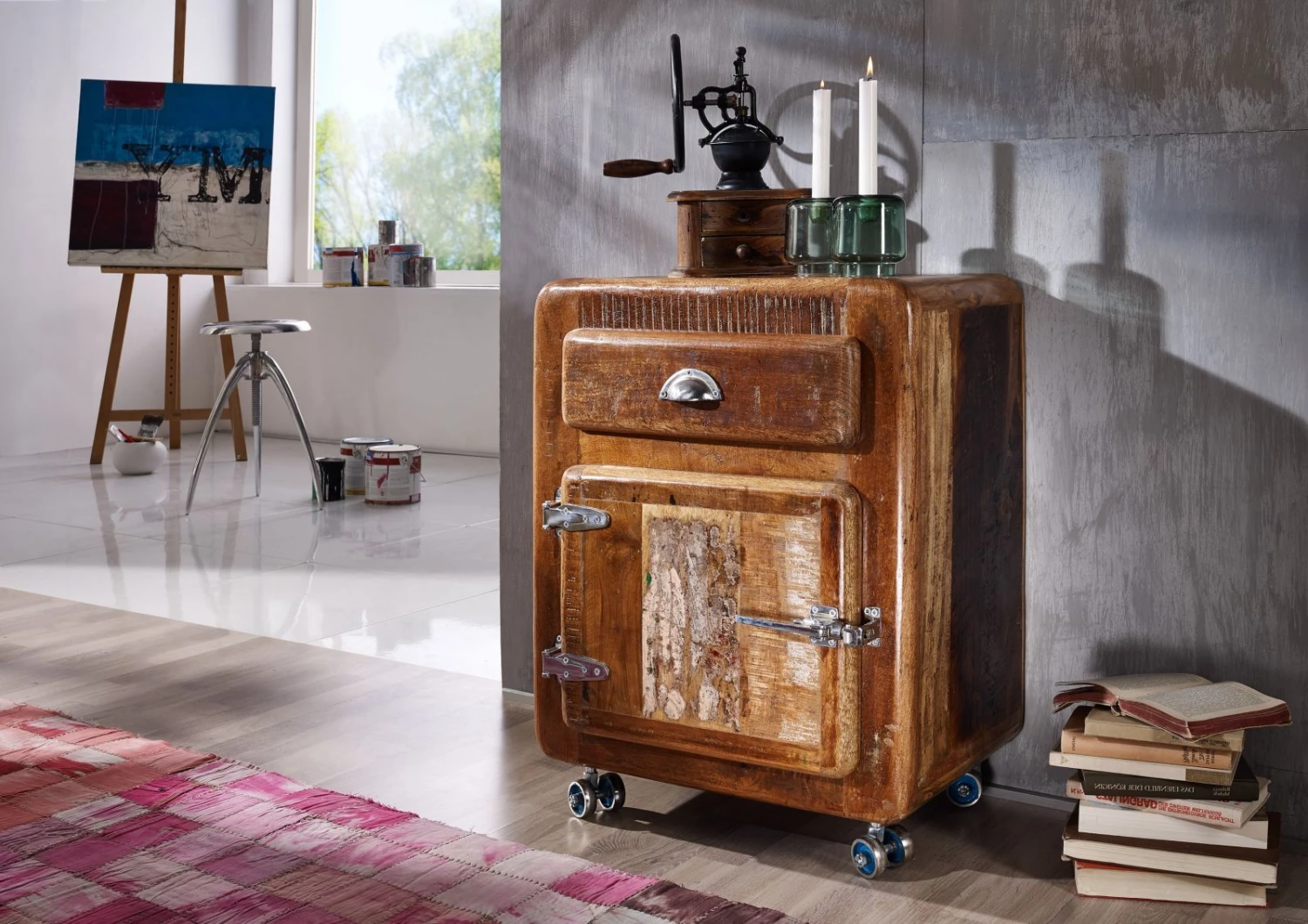 Meuble D'appoint 55x38 Bois De Récupération Laqué Multicolore FREEZY #143 1 Meuble D'appoint 55x38 Bois De Récupération Laqué Multicolore FREEZY #143