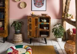 Petite Commode 70x44 Bois De Récupération Laqué Multicolore SIXTIES #103