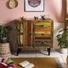 Commode 90x40 Bois De Récupération Laqué Multicolore SIXTIES #114