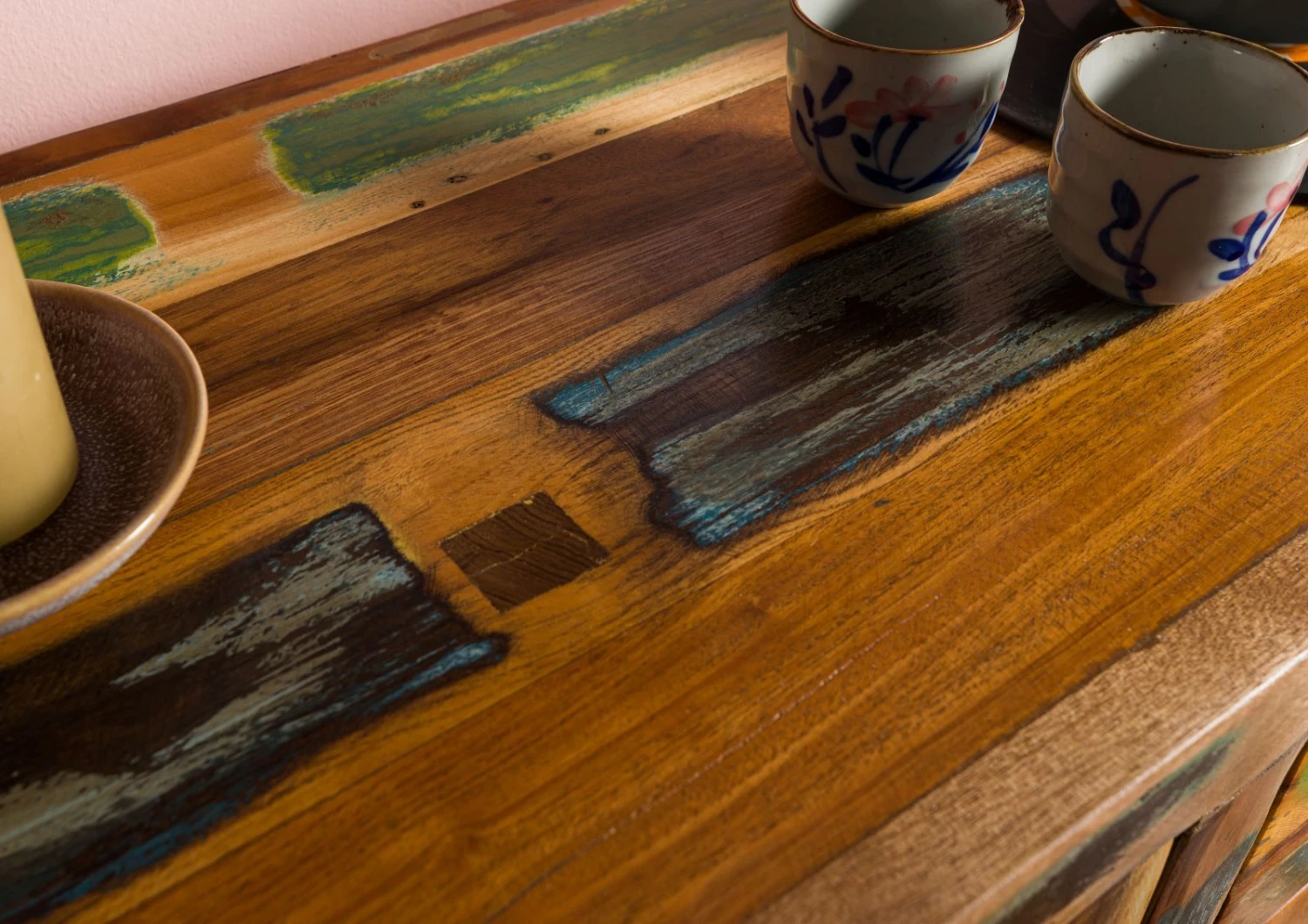 Commode 90x40 Bois De Récupération Laqué Multicolore SIXTIES #114 5 Commode 90x40 Bois De Récupération Laqué Multicolore SIXTIES #114 – Image 5