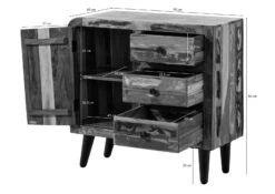 Commode 90x40 Bois De Récupération Laqué Multicolore SIXTIES #114 16 Commode 90x40 Bois De Récupération Laqué Multicolore SIXTIES #114 -Massivmoebel24 09 330 815 0014 8