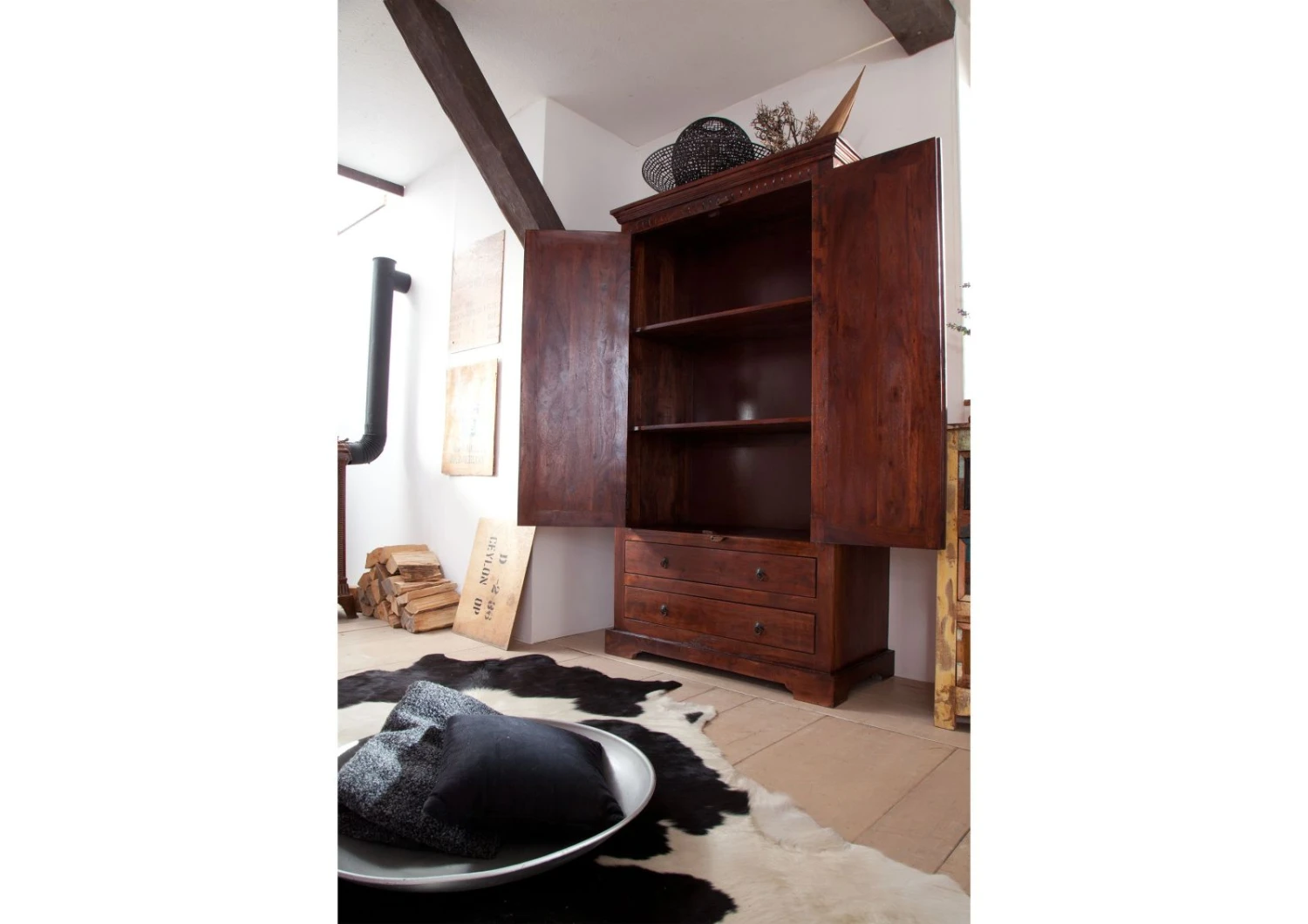 Armoire 107x50 Acacia Laqué Nougat OXFORD #419 3 Armoire 107x50 Acacia Laqué Nougat OXFORD #419 – Image 3