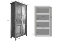 Armoire 90x45 Bois De Récupération Laqué Multicolore FABLE #12 -Massivmoebel24 09 340 751 0012 08
