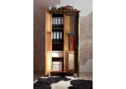 Armoire 90x45 Bois De Récupération Laqué Multicolore FABLE #12 -Massivmoebel24 09 340 751 0012 5