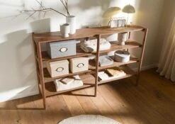 Étagère Acacia 160x40x100 Naturel Laqué KOPENHAGEN #125 -Massivmoebel24 09 350 493 1025 02