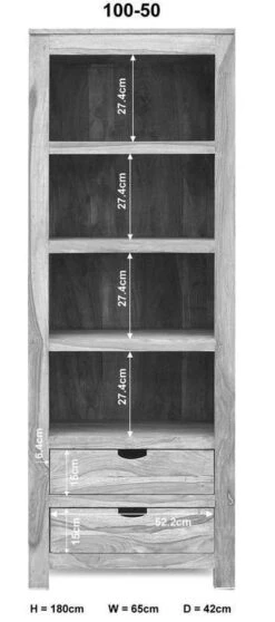 Étagère 65x42 Palissandre Huilé Gris Taupe NATURE GREY #50 -Massivmoebel24 09 350 550 0050 8