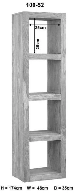 Étagère 48x35 Palissandre Huilé Gris Taupe NATURE GREY #52 -Massivmoebel24 09 350 550 0052 8