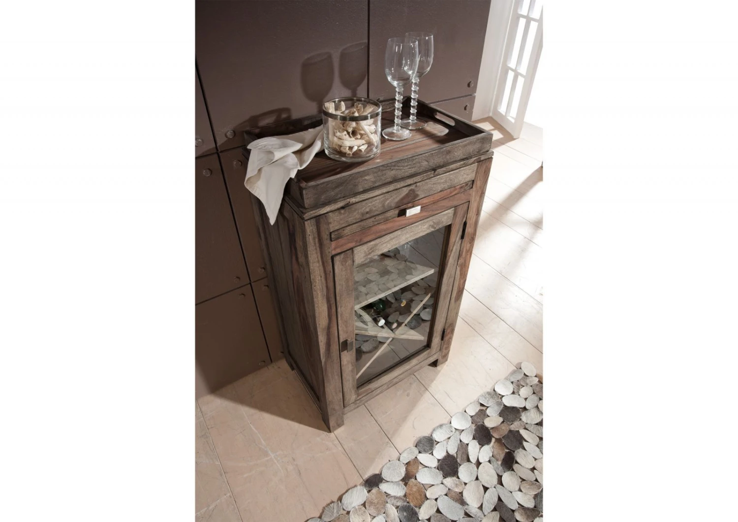 Étagère à Vin 60x40 Palissandre Huilé Gris Taupe NATURE GREY #94 2 Étagère à Vin 60x40 Palissandre Huilé Gris Taupe NATURE GREY #94 – Image 2