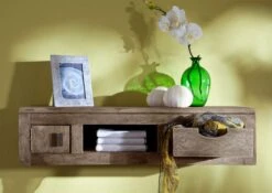 Étagère Murale 84x25 Palissandre Huilé Gris Taupe NATURE GREY #060 -Massivmoebel24 09 350 550 0160 3