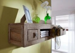 Étagère Murale 84x25 Palissandre Huilé Gris Taupe NATURE GREY #060 -Massivmoebel24 09 350 550 0160 4