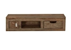 Étagère Murale 84x25 Palissandre Huilé Gris Taupe NATURE GREY #060 -Massivmoebel24 09 350 550 0160 9