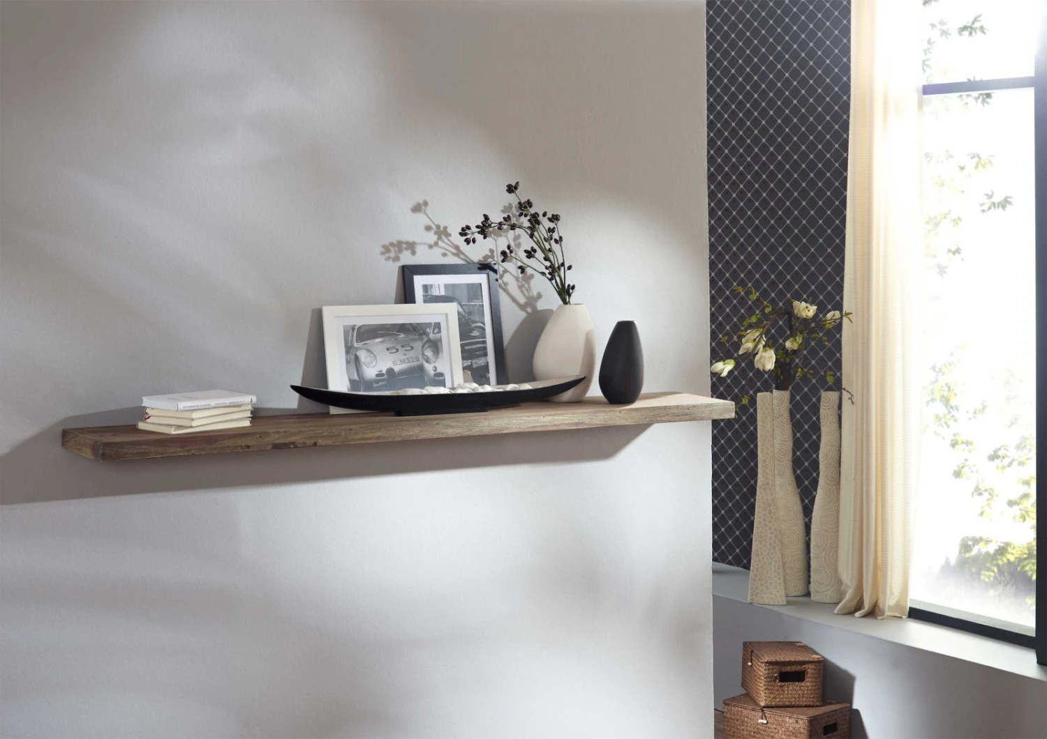 Étagère Murale 55x25 Palissandre Huilé Gris Taupe NATURE GREY #062 1 Étagère Murale 55x25 Palissandre Huilé Gris Taupe NATURE GREY #062