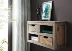 Étagère Murale 66x25 Palissandre Huilé Gris Taupe NATURE GREY #065