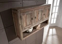 Meuble à Suspendre 115x25 Palissandre Huilé Gris Taupe NATURE GREY #0101 -Massivmoebel24 09 350 550 3001 2