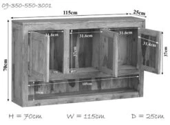Meuble à Suspendre 115x25 Palissandre Huilé Gris Taupe NATURE GREY #0101 -Massivmoebel24 09 350 550 3001 8