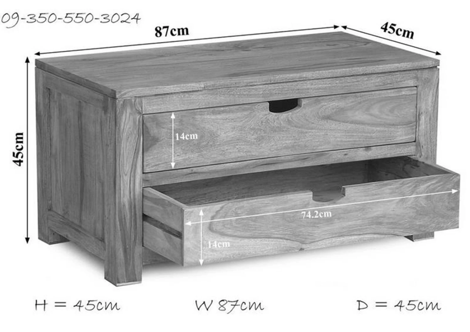 Petite Commode 87x45 Palissandre Huilé Gris Taupe NATURE GREY #0124 4 Petite Commode 87x45 Palissandre Huilé Gris Taupe NATURE GREY #0124 – Image 4