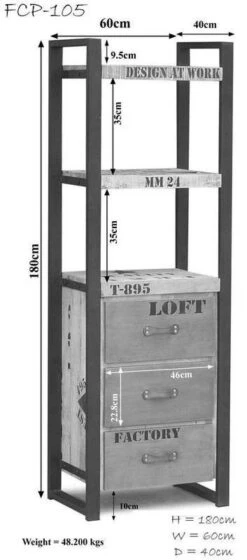 Étagère 60x40 Manguier Brut Imprimé Bois Naturel FACTORY #105 16 Étagère 60x40 Manguier Brut Imprimé Bois Naturel FACTORY #105 -Massivmoebel24 09 350 559 0105 8