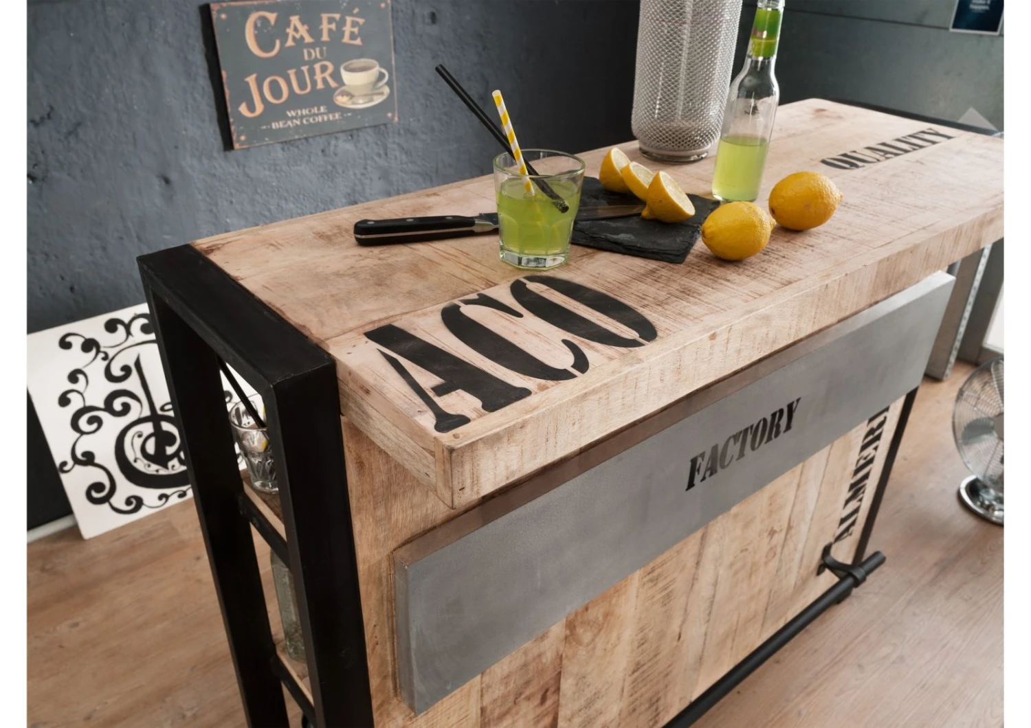 Meuble Bar 120x45 Manguier Brut Imprimé Bois Naturel FACTORY #140 2 Meuble Bar 120x45 Manguier Brut Imprimé Bois Naturel FACTORY #140 – Image 2