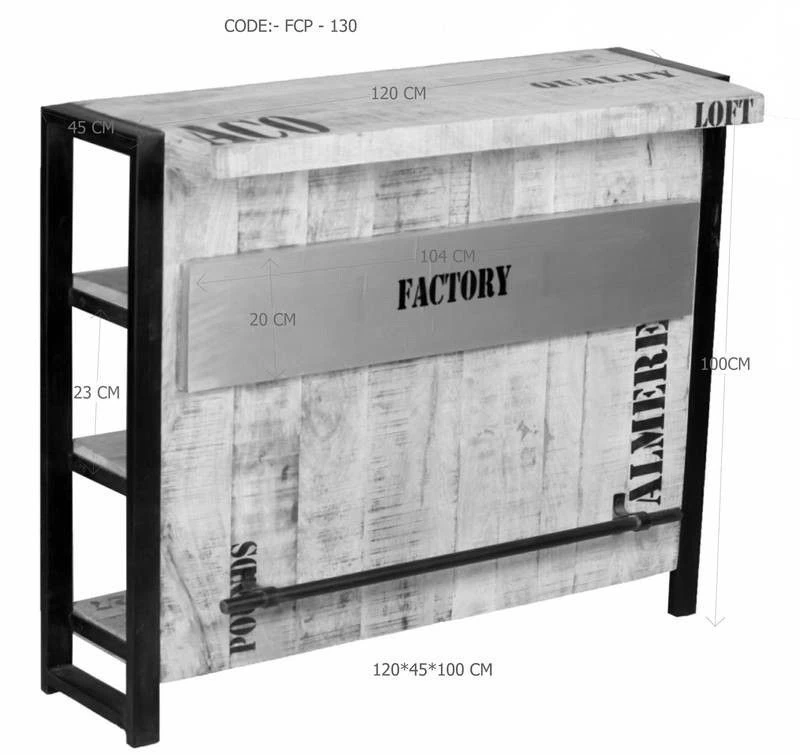 Meuble Bar 120x45 Manguier Brut Imprimé Bois Naturel FACTORY #140 5 Meuble Bar 120x45 Manguier Brut Imprimé Bois Naturel FACTORY #140 – Image 5