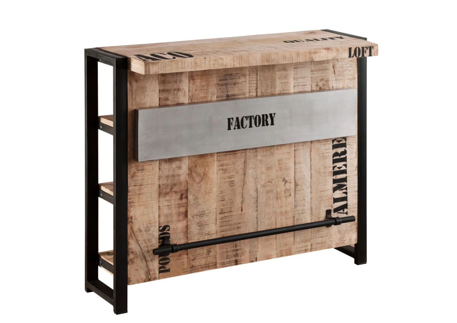 Meuble Bar 120x45 Manguier Brut Imprimé Bois Naturel FACTORY #140 6 Meuble Bar 120x45 Manguier Brut Imprimé Bois Naturel FACTORY #140 – Image 6